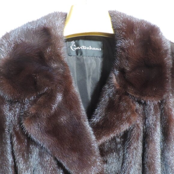 GARTENHAUS Vintage Genuine Real Ranch Dark Mahogany Mink Fur Coat Jacket sz M - Picture 10 of 13